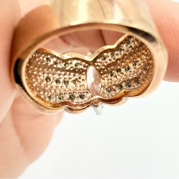 Vintage RSC Signed Solitaire & Triple Row Cubic Zirconia Engagement Ring - Picture 9 of 10